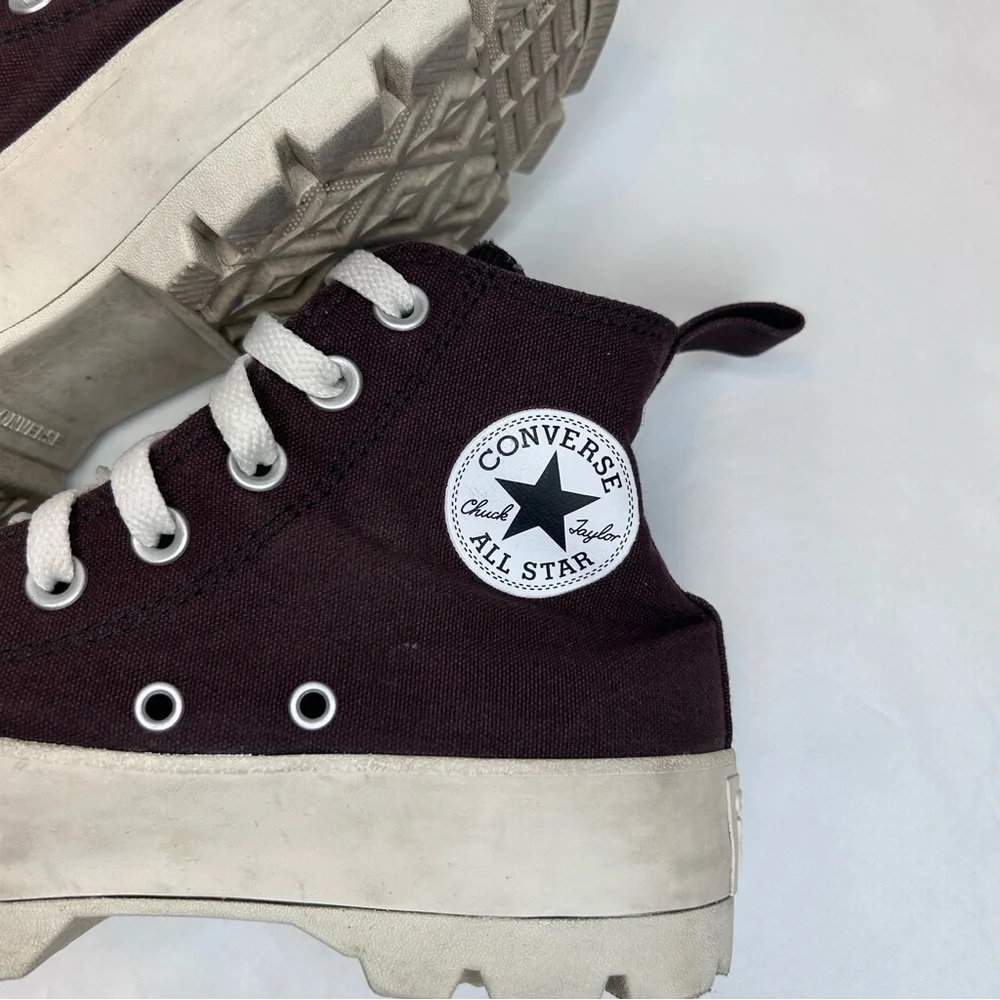 Converse kids High-Top Platform Sneakers Brown and White Shoes Size 6